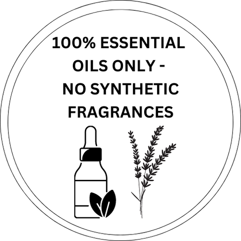 100% essential oils only - no synthetic fragrance oils