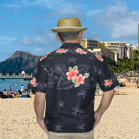 50TH Flower Cotton Aloha Shirts For Men