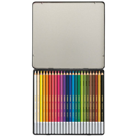 Creioane colorate Stabilo CarbOthello, 24 culori / set, cutie metalica