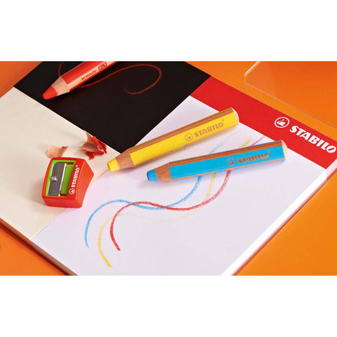 Creioane colorate Stabilo woody 3 in 1, 18 culori / set cu ascutitoare si pensula