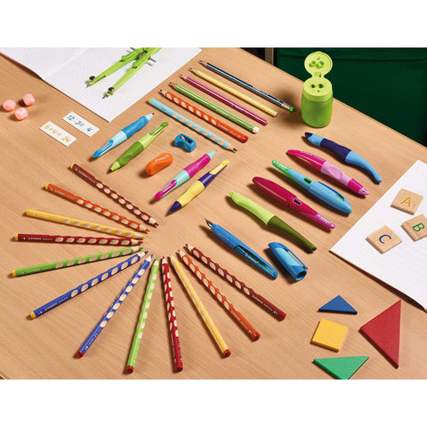 Creioane colorate Stabilo EASYcolors, pentru stangaci, 12 culori/ set