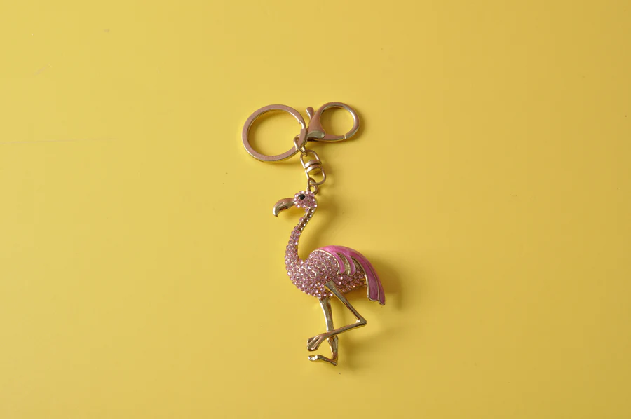 Flamingo Metal Diamond Keychain