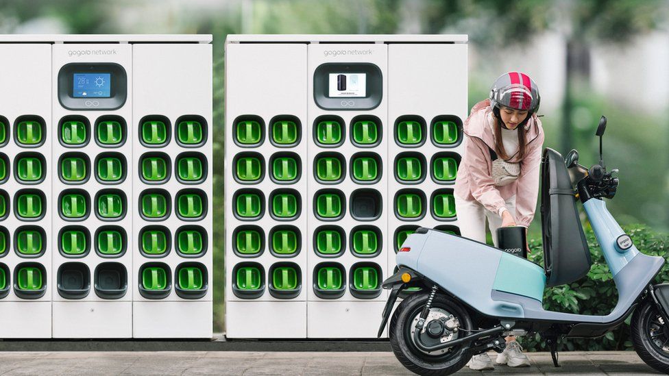 Gogoro allows owners of it motorbikes to simply swap in a new battery