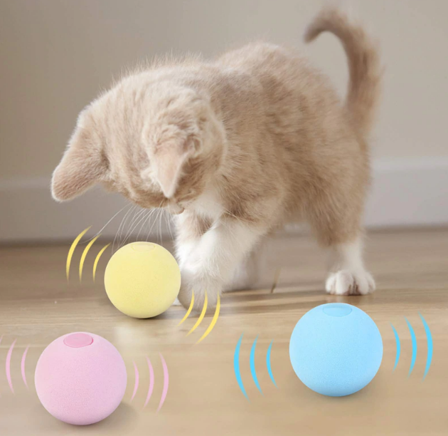 Brinquedo para Gato Brincar Sozinho Bola com Som de Animal