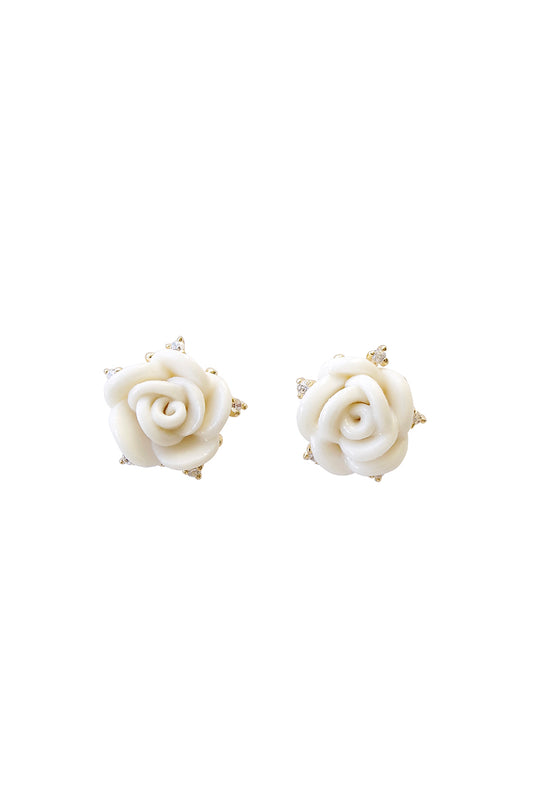 Golden White Cloud Rose Hook Earrings – SOMEFANCYNAME