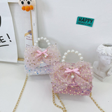 LZH® 2021 New Children's Catwalk Series-princess Glitter Sequin Pearl Crossbody Bag - LZH Fashion Kids