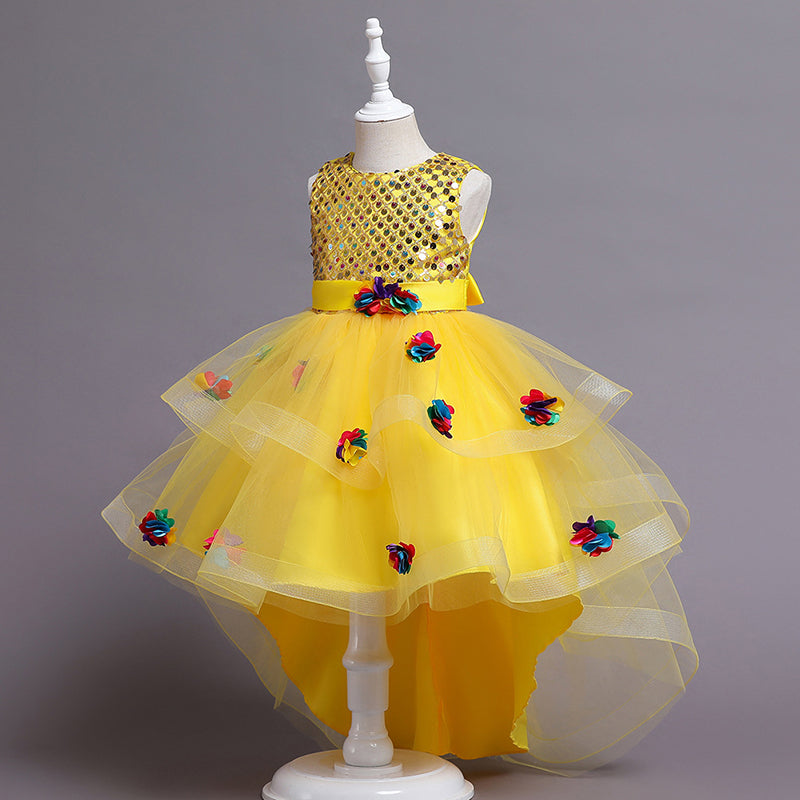 LZH® 2022 New Girl's Dress Princess Dress In The Big Boy Piano Performance Trailing Dress - LZH Fashion Kids