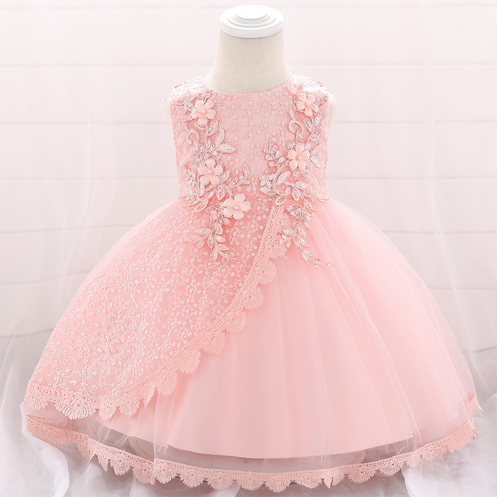 LZH® Baby Lace Wedding Dress Girls Gypsophila Tulle Embroidered Princess Dress - LZH Fashion Kids