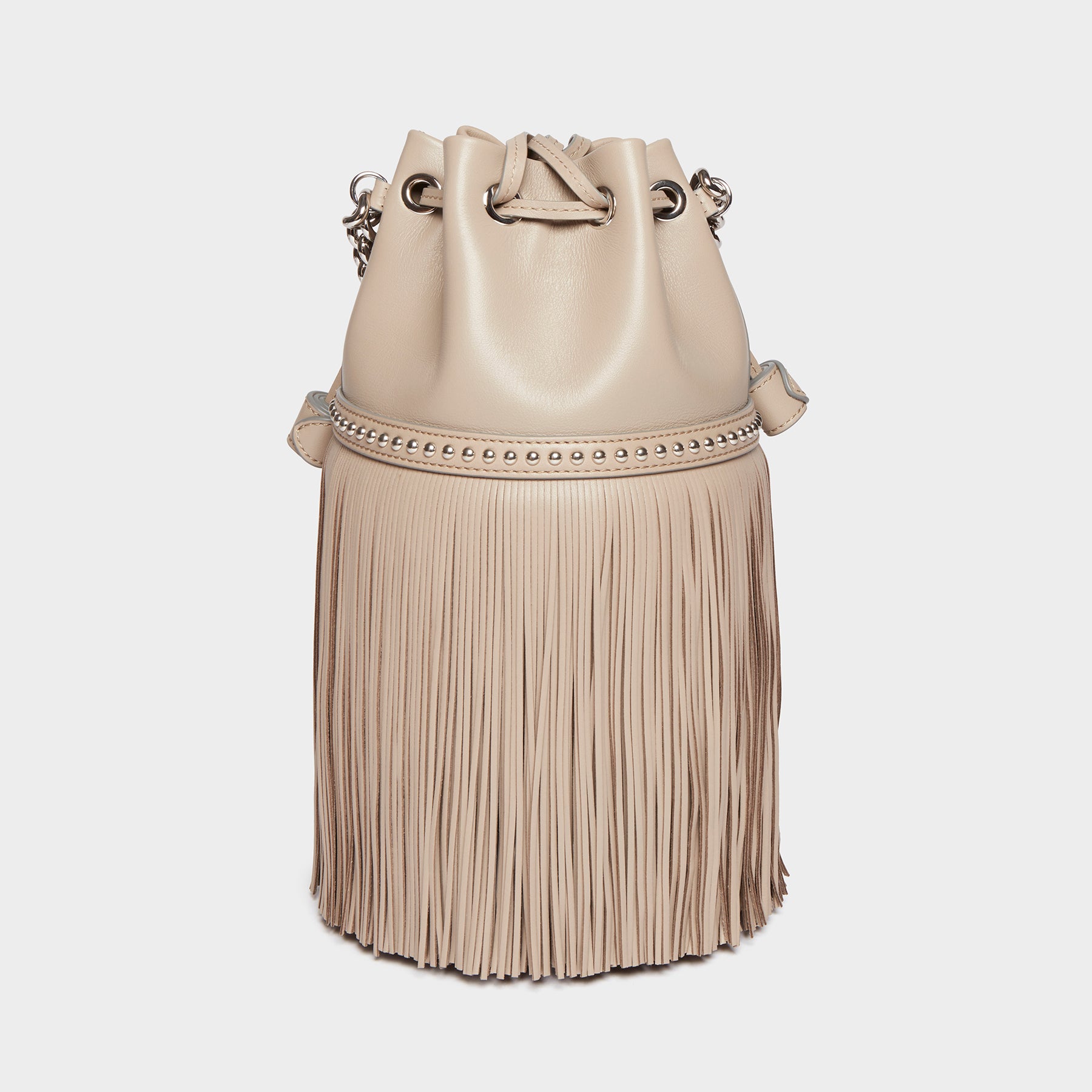 Designer Warm Taupe Mini Fringe Carnival Bag | J&M Davidson