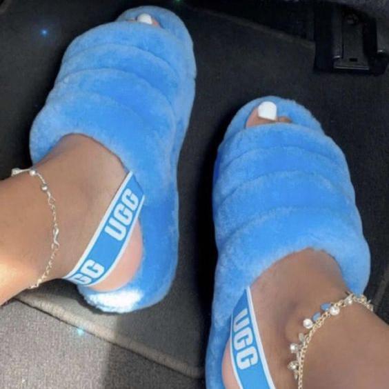 UGG fashion ladies plush slippers elastic belt non-slip sandals 