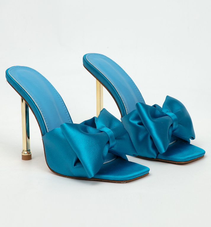 New women's shoes bow electroplating high-heeled sandals and slippers