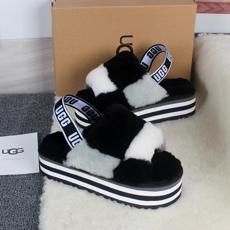 UGG fashion ladies non-slip plush slippers stitching checkered e