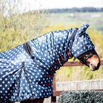Combo Belly Fly Sheet Rug Lite Horse Pony Tail Cover Mask Navy White Star
