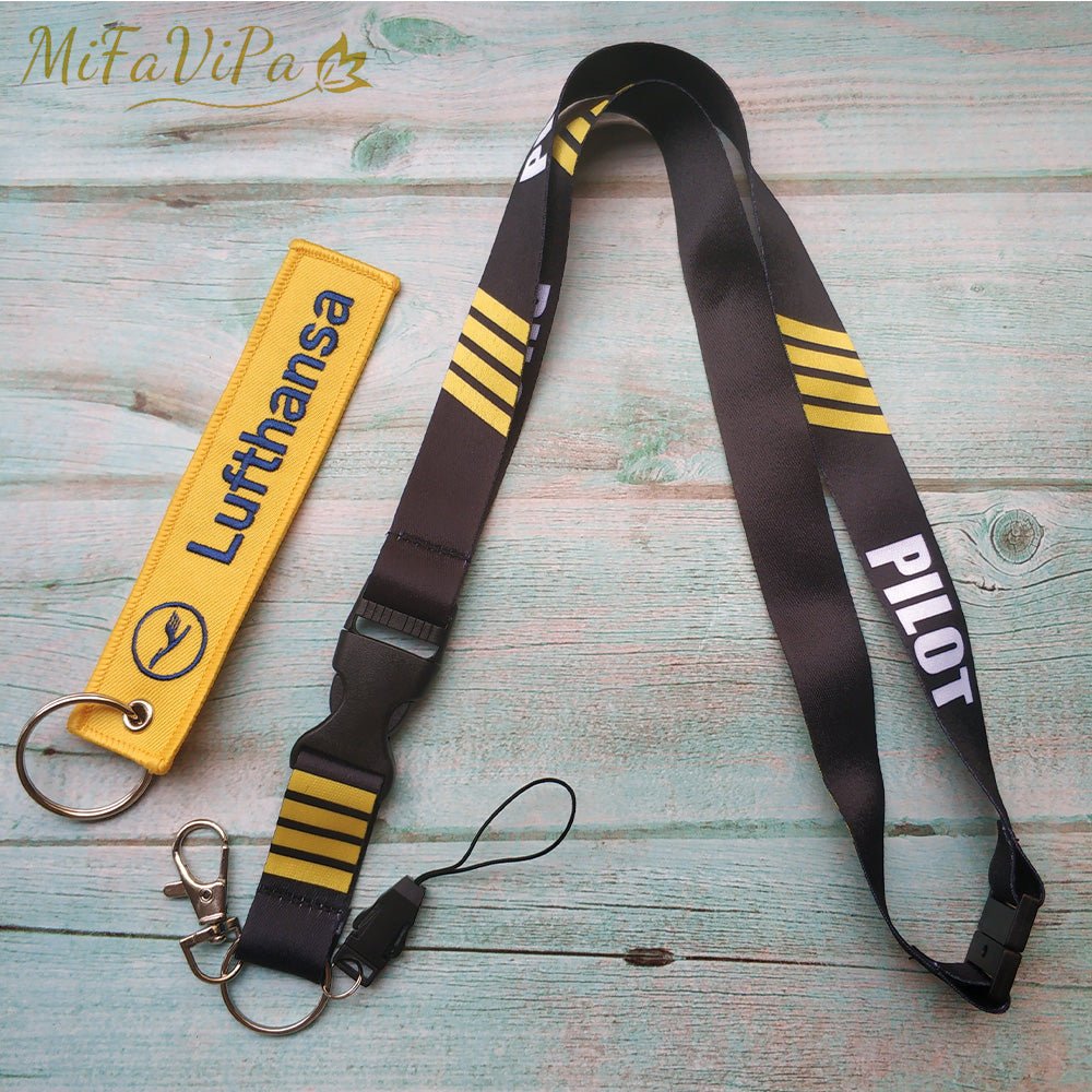2 PCS LUFTHANSA SLEUTELHANGE CESSNA KEYCHAIN LANYARDS NECK STRAP