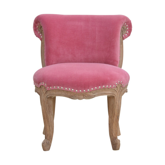 Handcrafted Pink Velvet Studded Chair - Homeaesthetics.uk