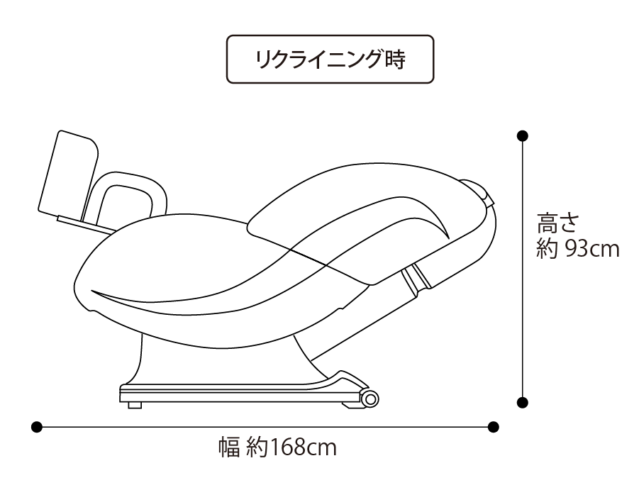 横から見た図（リクライニング）