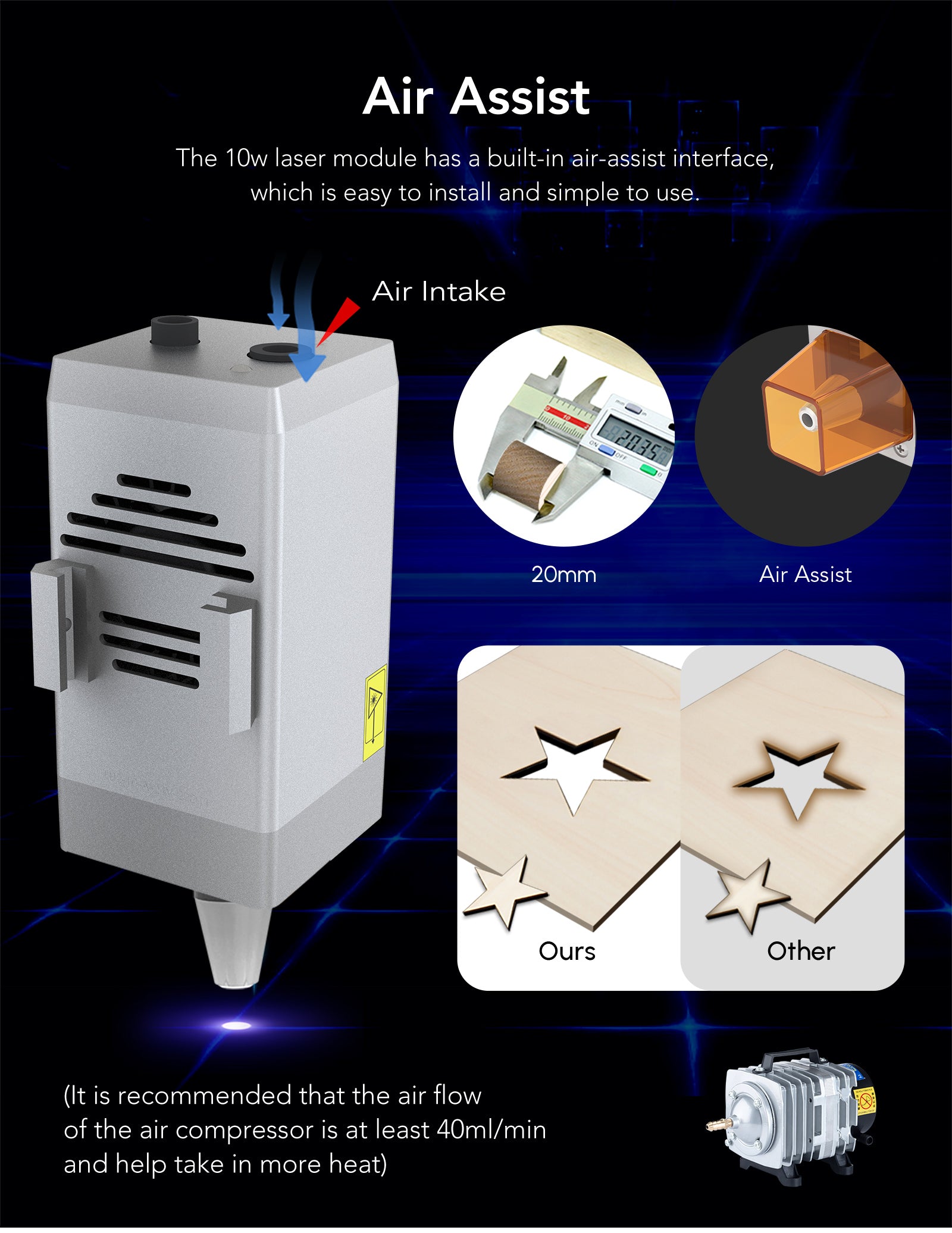 Aufero Laser 2 LU2-10A Laser Engraving Machine - Has A Built-In Air-Assist Interface