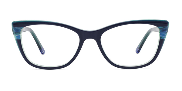 arch cat-eye green eyeglasses frames front view