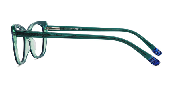 arch cat-eye green eyeglasses frames side view