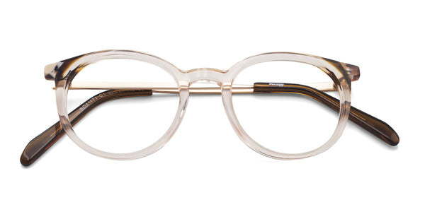 awake round brown eyeglasses frames top view