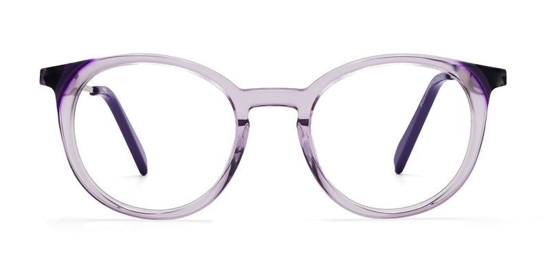 awake round purple eyeglasses frames front view