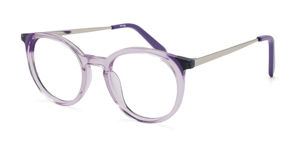 awake round purple eyeglasses frames angled view