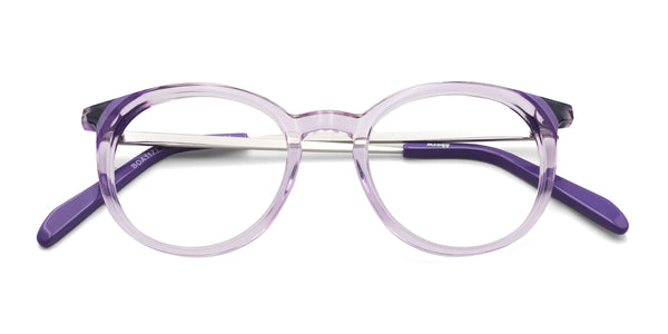 awake round purple eyeglasses frames top view