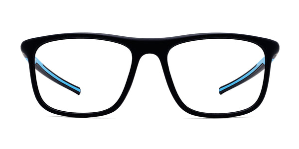 azure rectangle blue eyeglasses frames front view