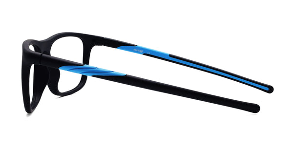 azure rectangle blue eyeglasses frames side view