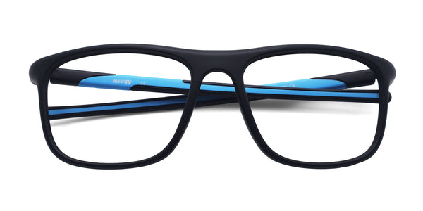 azure rectangle blue eyeglasses frames top view