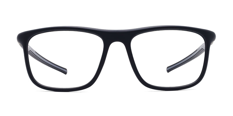 azure rectangle gray eyeglasses frames front view