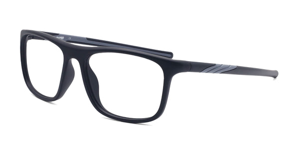azure rectangle gray eyeglasses frames angled view