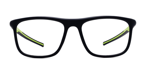 azure rectangle green eyeglasses frames front view