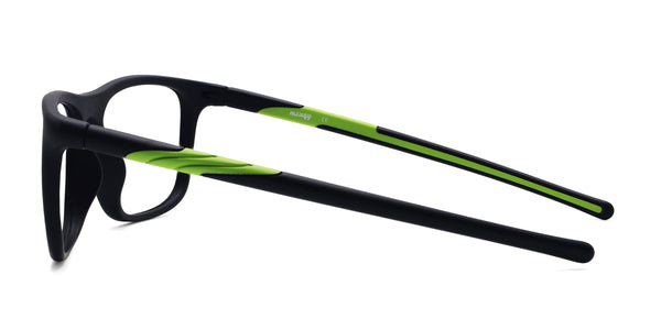 azure rectangle green eyeglasses frames side view