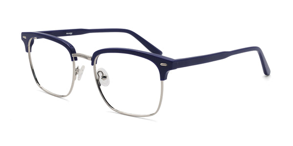 balmy browline blue eyeglasses frames angled view