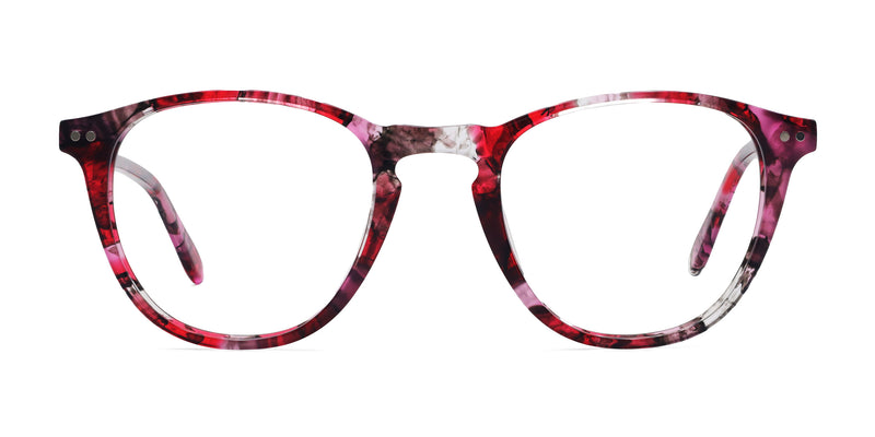 beamish oval red eyeglasses frames front view