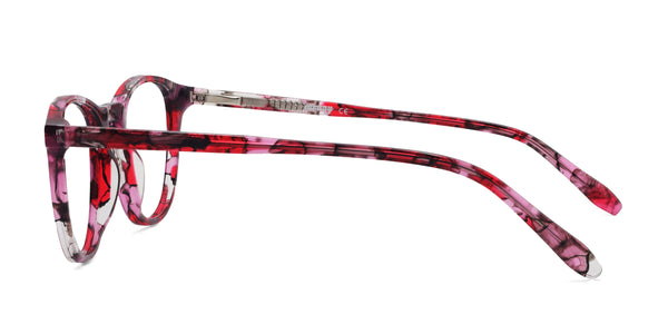 beamish oval red eyeglasses frames side view