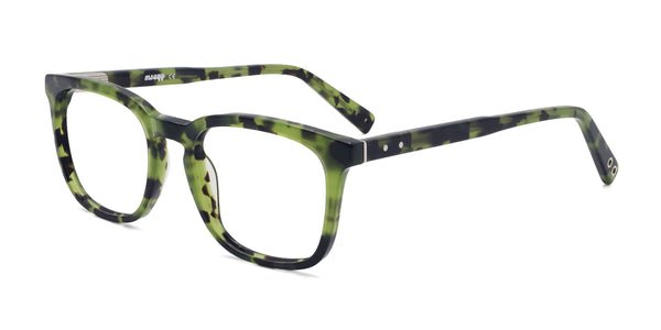 celeste rectangle green eyeglasses frames angled view