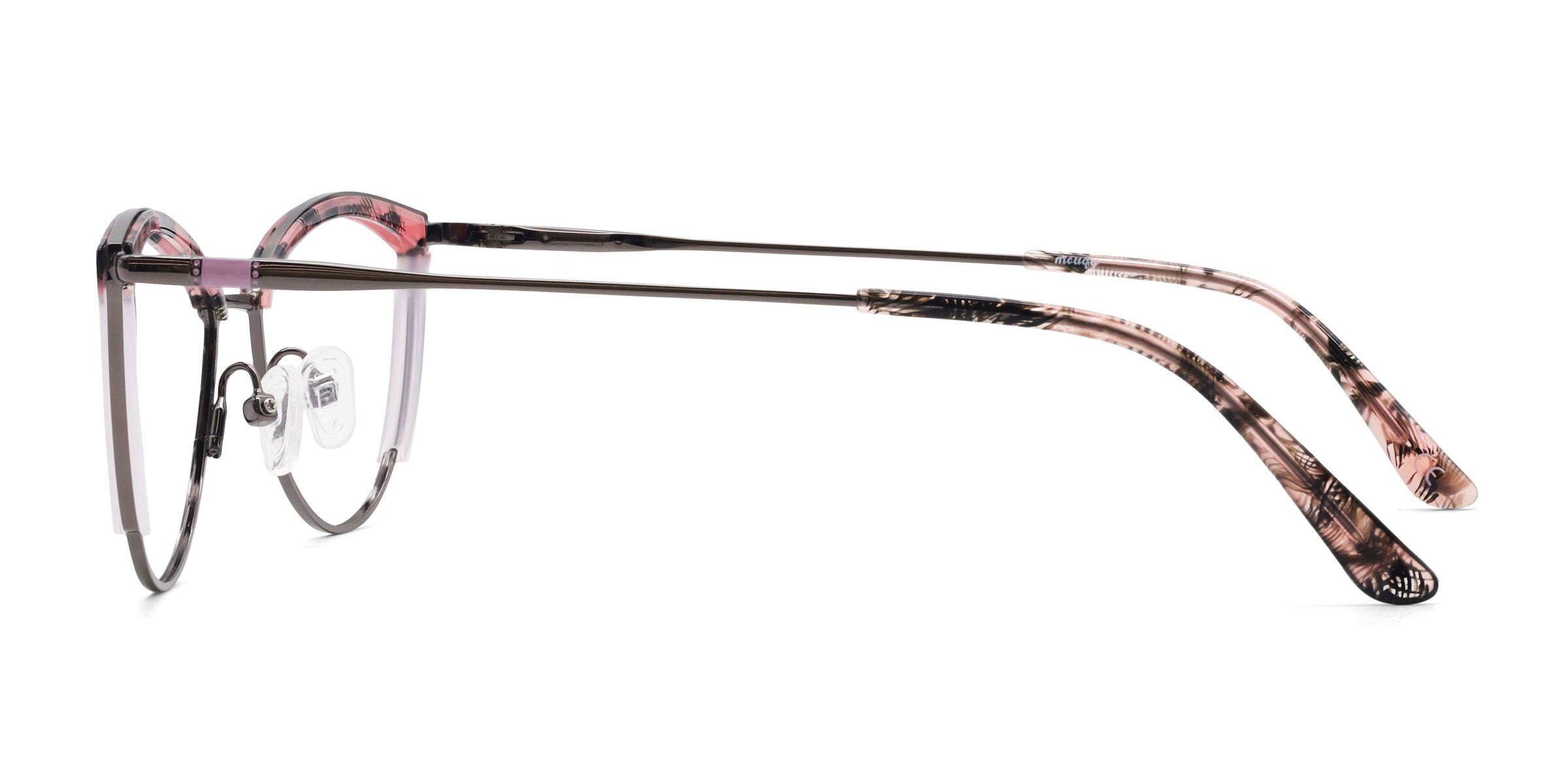 charming cat-eye purple eyeglasses frames side view