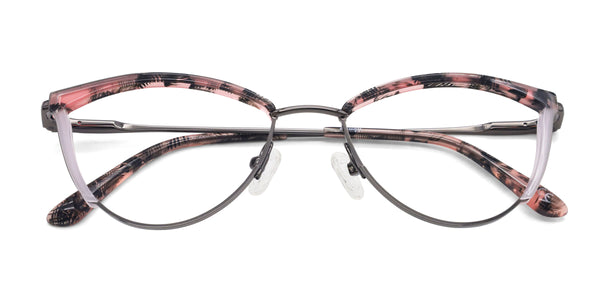 charming cat-eye purple eyeglasses frames top view