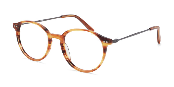 diverse round brown eyeglasses frames angled view