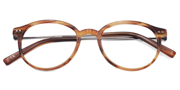 diverse round brown eyeglasses frames top view