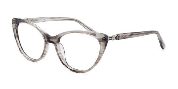 eclipse cat eye gray eyeglasses frames angled view