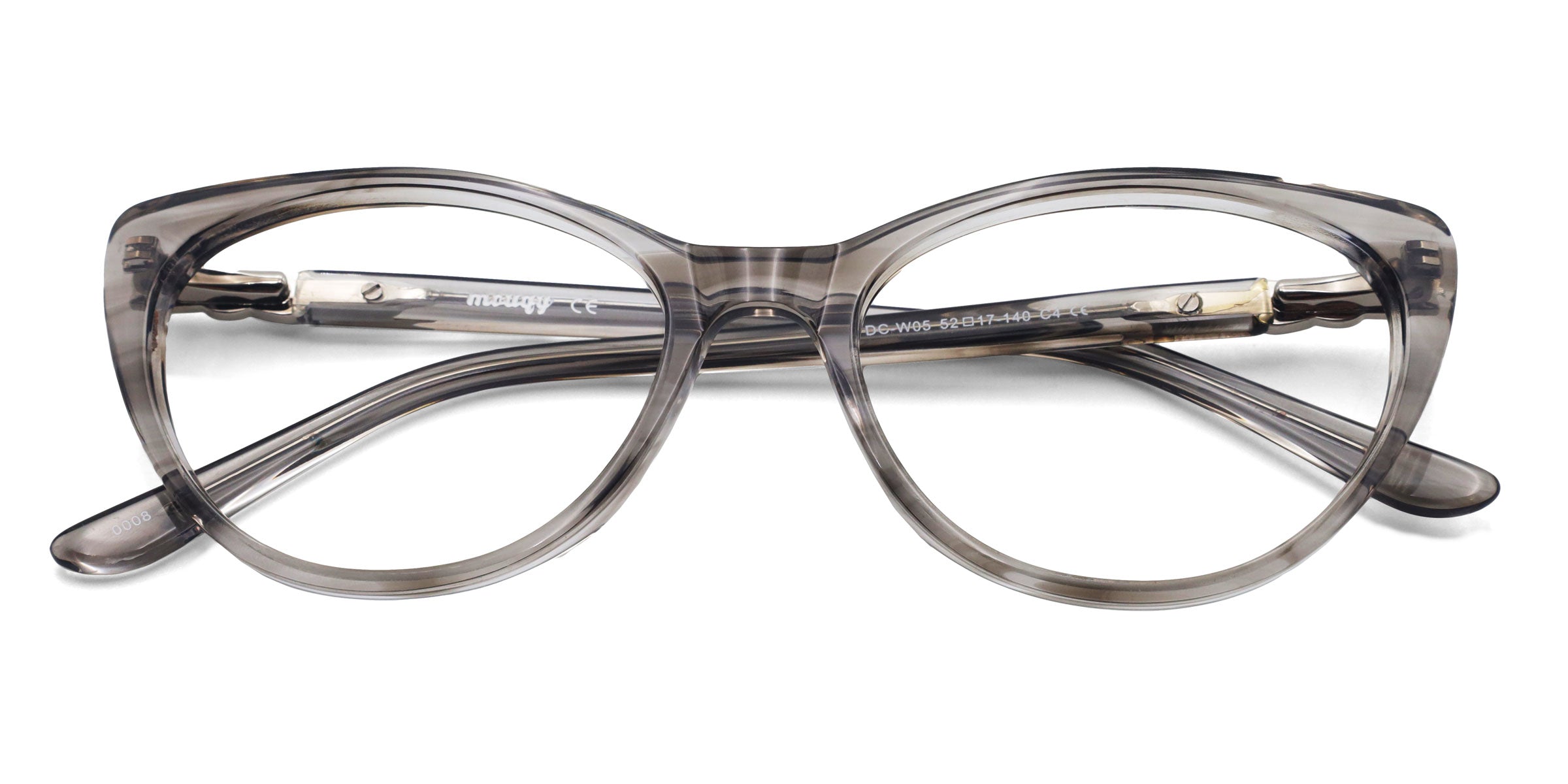 eclipse cat eye gray eyeglasses frames top view