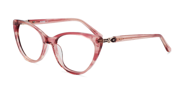 eclipse cat eye pink eyeglasses frames angled view