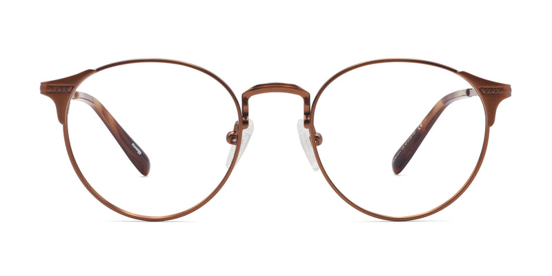 elegant oval brown eyeglasses frames front view