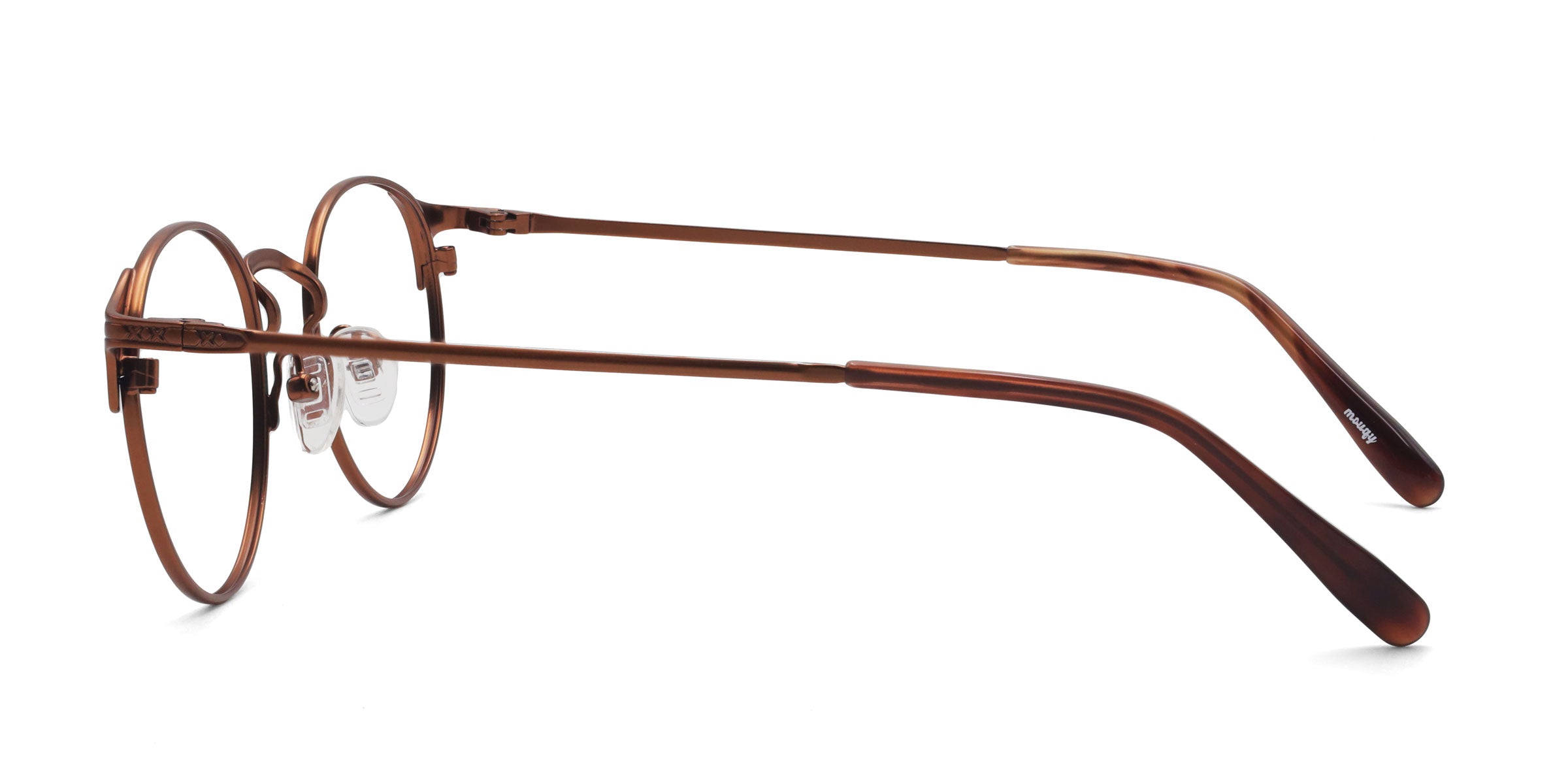 elegant oval brown eyeglasses frames side view