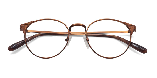 elegant oval brown eyeglasses frames top view