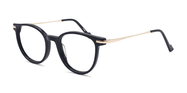 enchant oval black eyeglasses frames angled view