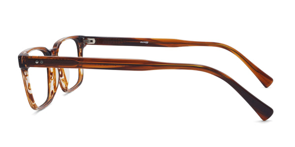 flashy rectangle brown eyeglasses frames side view